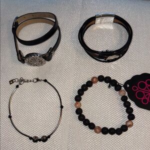 Chic Black Jewelry Set 4 bracelet bundle